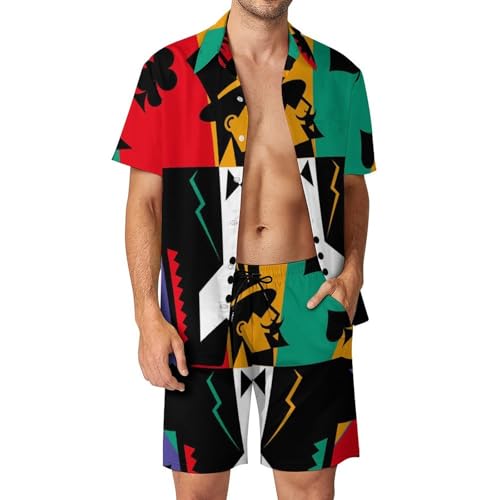 Chemise Hawaïenne Hommes Ensemble Pantalon Plage Été S