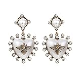 LUCKGONI Pendientes de corazón barroco con perlas de agua dulce para mujer, hiperbole, personalidad, abeja, joyería de fiesta