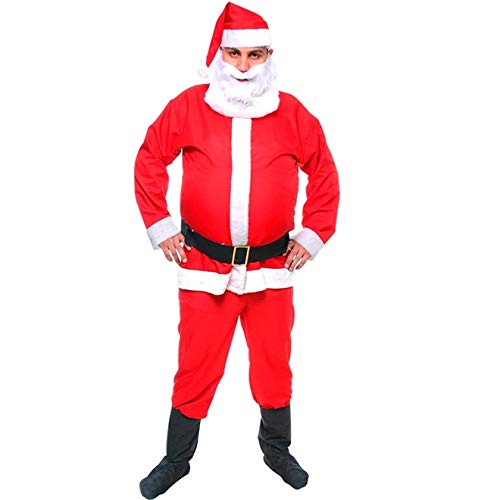 Fantasia De Papai Noel Adulto Luxo Com Barba Único 50-52