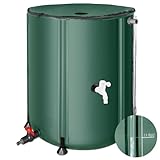 Rain Barrels to Collect Rainwater from Gutter - Portable Water Storage Tank Water Barrel Rainwater Collection System Rain Catcher Include Filter Two Spigots and Overflow Kit (53 Gallon, Black)