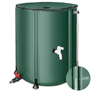 Rain Barrels to Collect Rainwater from Gutter – Rain Collection Barrel Water Barrel Rainwater Collection System Collapsible Rain Barrel Include Filter Two Spigots and Overflow Kit (53 Gallon, Green)
