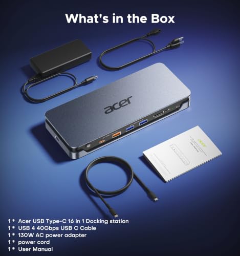 Acer 16-in-1 DisplayLink Docking Station,Triple 4K@60Hz,130W Power Adapter - image 8