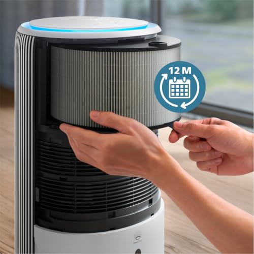 Philips Original Replacement Filter for 2-in-1 Air Purifier and Humidifier 3400 Series AC3420 and AC3421, HEPA NanoProtect + Active Carbon, 12 Months Lifetime, Black/White (FY3400/30)