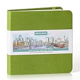 Hardcover Pocket Sketchbook, 5' x 5' Square Mini Sketchbook, 98lb/160gsm Heavyweight Tiny Sketch Book, 80 Sheets Small Travel Drawing Journal for Adults, Artist, Ideal for Gift (Emerald Green)