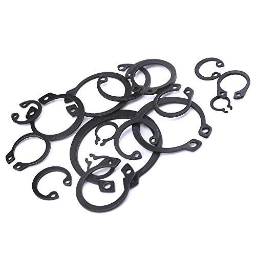 Xingyheng 225Pcs 18 Sizes Alloy Steel Circlip Snap Ring External Retaining Clamps Ring Washer Assortment Kit 6-32Mm(Black) #TOP7