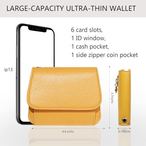 Image of Keychain Wallet for Women,RFID Wristlet Wallet with Beaded Strap | Tri-Fold Design,6 Card Slots,ID Window,Zipper Coin Pocket,Lightweight Carry