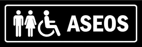 Toilets, black informational sign SP020 - Self adhesive sticker (300mm x 100mm)