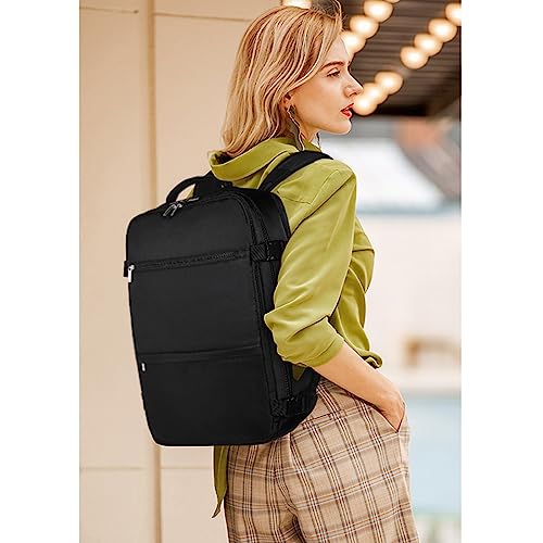 Cluci Carry On Backpack, Large Travel Backpack For Women Men, 15.6 Inch Laptop Backpack Airplane Approved Water Resistant Lightweight For Hiking With Usb Charging Port For Daily Black #TOP1