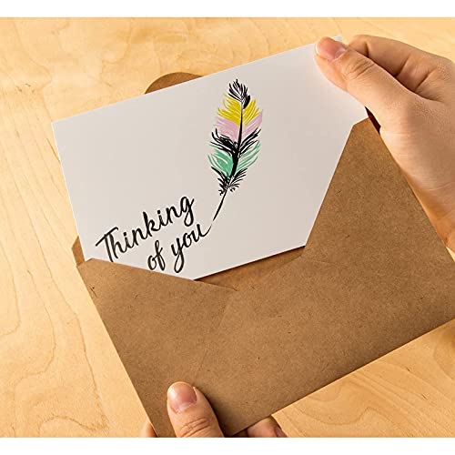 48-Pack Thinking Of You Note Cards - Blank On The Inside, Colorful Feather Design, Includes 48 Greeting Cards And Envelopes, 4 X 6 Inches #TOP3