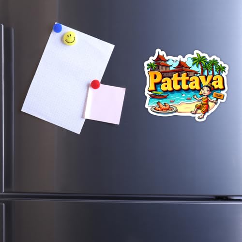 Image of Naxon Pattaya Country Theme Souvenir Wooden Refrigerator Stylish Fridge Magnet - Fridge Decoration Magnet for Kitchen & Home Decor | Perfect Souvenir Gift | Size 3x3 Inches | Pack of 1