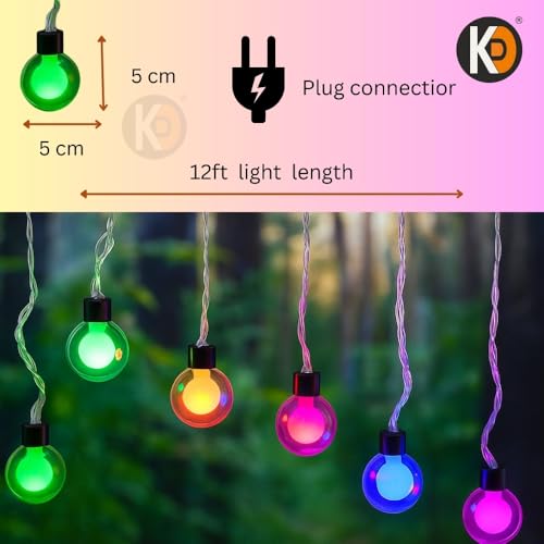 Image of K D String led Light 20 led Doubleball Multicolor String Lights - Doubleball Glass 12ft String led Light for Diwali /Navratri /Christmas Indoor & Outdoor Decoration(Double Ball Glass degin Multi)