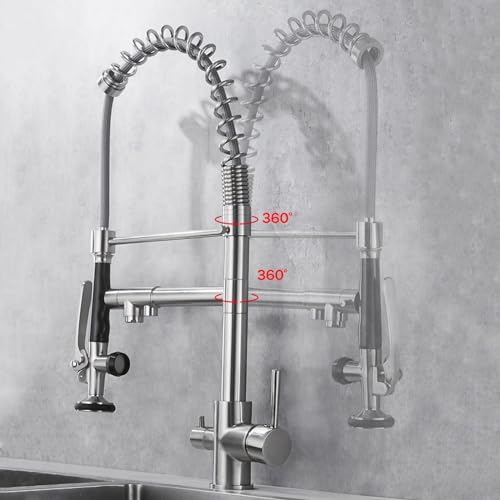 Robinet de cuisine 3 voies mitigeur eau potable avec douchette extractible noir