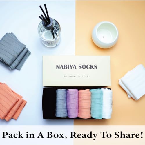 Thin Crew Socks for Women, Soft Breathable Bamboo Rayon Fashion Socks, Pastel Aesthetic Ribbed Dress Autumn Socks – 6 Pairs (Size 5-9), Perfect for Uggs4