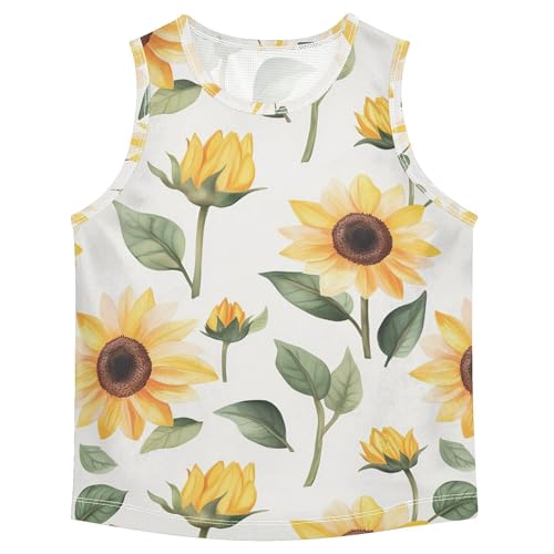 Cartoon Sunflowers Children Tshirts Tank Tops Sleeveless Kids Vest Kids Boys Tshirts for Golf Swim Bike Jog 3T