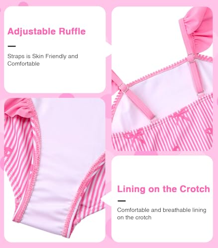 Image of DAXIANG Girls One Piece Ruffle Strap Swimsuit Quick Dry Mermaid Swimwear Beach Sport Bathing Suit for Toddler Kids 4-11 Years