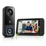 Sonnette Sans Fil Exterieur Etanche Angle 120° Sans WiFi ni App, Visiophone Sans Fil avec Camera Audio Bidirectionnel Vision Nocturne, Interphone Video Sans Fil Ecran 4,5" IPS, Batterie Longue Duree