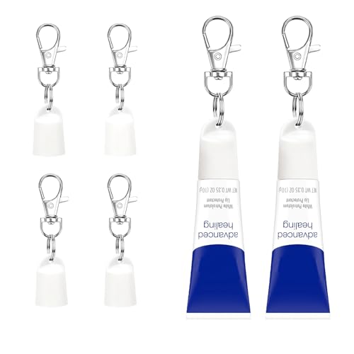 Tonsamvo Paquete de 4: tapas de llavero compatibles con vaselina de 9.9 g, soportes portátiles para llavero para bálsamo labial, accesorio para estuche de brillo de labios