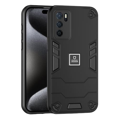 Compatible con OPPO A16 / A16S/A54S 4G funda de grado militar a prueba de caídas deber de cuerpo entero funda protectora TPU de caucho y PC duro funda de teléfono con textura mate (Siyah)