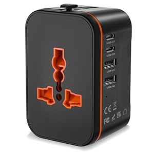 Universal Travel Adapter Worldwide with 2 USB C and 2 USB A Ports, International Travel Plug Adapter Worldwide USB Travel Adaptor All in One Universal Charger Power Adapter for European EU US UK AUS