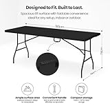 SAKUSEI Black 6ft 1.8m Heavy Duty Folding Table Trestle Party Garden Table With Carry Handle - Image 2