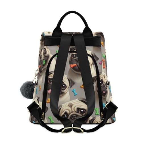 Sac à dos beige à motif chiens mignons et poches multiples - 2