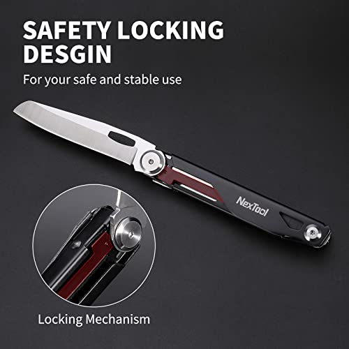 Nextool One Hand Accessible Pocket Knife Multitool, Folding Multitool Knife With Big Sissors, Glass Breaker, Can Opener, Pocket Tool Knife With Safety Locking For Camping/Emergencies/Backpacking/Edc #TOP2