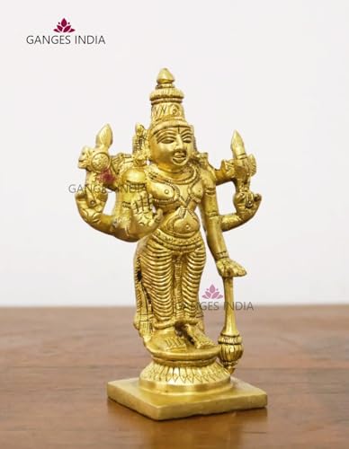 Estatua de latón de Lord Vishnu Narayan 12 cm miniatura 3