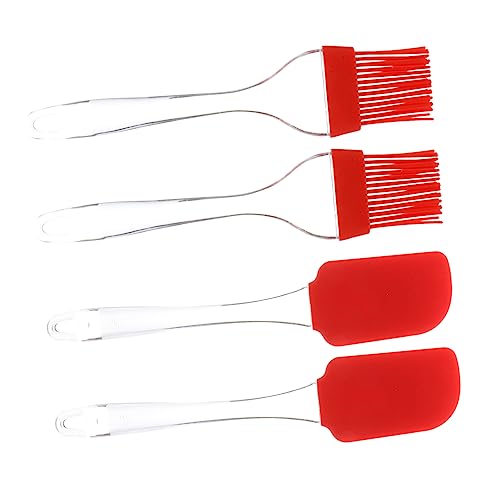 SOLUSTRE 4Pcs Silicone Oil Brushes Spatula Set Versatile Bbq Basting Brushes for Baking Cooking and Outdoor Grilling Non Melting Kitchen Tools for Oil Egg and Sauce Application