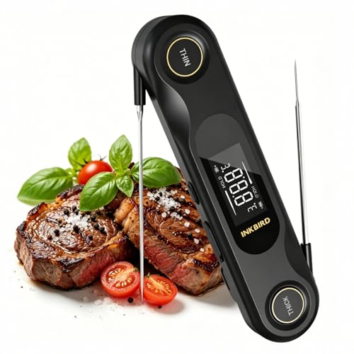 Image of INKBIRD IHT-42K Dual-Probe Digital Food Thermometer for Kitchen | 0.5 Sec Instant Read, Highly Accurate Meat Thermometer with Full Body Waterproof Rotate to Wake, Ideal for Cooking BBQ Baking
