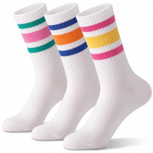 Image of crew socks for women /Men - Retro Sport Socks Breathable Cotton, Seamless Comfort