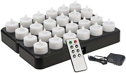 CD-RC-24RF-A Wireless Inductively Rechargeable 24-Pack LED Candle Lamp System with IR Remote Controller, Amber Color