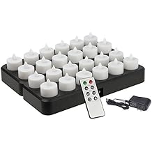 CD-RC-24RF-A Wireless Inductively Rechargeable 24-Pack LED Candle Lamp System with IR Remote Controller, Amber Color