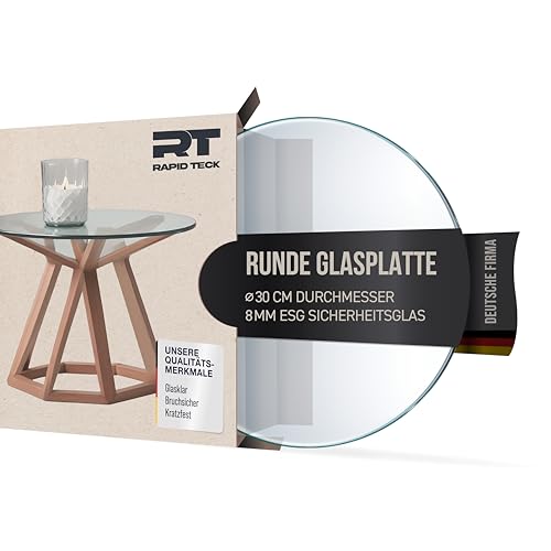 Rapid Teck® Glasplatte Rund Durchm. 300 mm Glastisch Tischplatte...