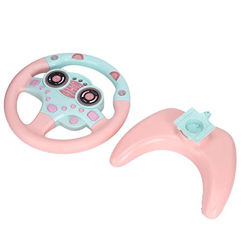 Oumij1 Children Driving Simulation Toy,Co-Driver Simulated Steering Wheel Pink Educational Driving Simulation Toy for Children Kids(Pink)