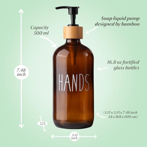 Image of LOOCHICA Amber Glass Soap Dispenser Set with Tray, Amber Dish and Hand Soap Dispenser Set, Refillable Reusable Apothecary Soap Pump Dispenser Bottles for Bathroom and Kitchen
