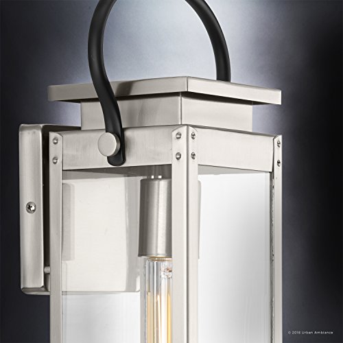 Urban Ambiance Luxury Modern Farmhouse Outdoor Wall Light, Medium Size: 15.875" H X 6.5" W, With Nautical Style Elements, Stainless Steel Finish, Uhp1130 From The Darwin Collection #TOP3
