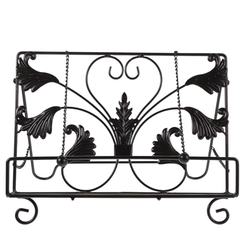 Lurrose Atril Metálico para Libros de Recetas y Lectura, Soporte Vintage de Hierro Fundido Cadena Gruesa, Estante para Documentos y Cocina, Accesorio para Uso en Hogar, 32X19X24 CM