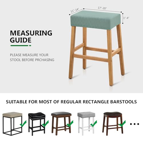 Image of YISUN Stool Covers Rectangle - 4 Pack Stretch Waterproof Saddle Seat Cover Counter Bar Stools Bar Chairs Covers Kitchen Island Chairs Cushion Protector (1, Argyle-Green 4pcs)