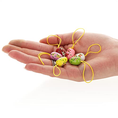 com-four® 24x Ostereier zum Aufhängen - Osterdeko aus Holz in tollen Farben - Deko Ostereier mit schönen Farben und Mustern (Lebendig / 1.9cm)