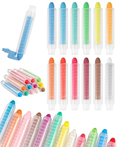 FUGLUS 12 Stück Staublose Kreide, Drehbare Farbige Kreide, Abwaschbare Kreide, Ungiftige Farbkreide für Kinder, Kreidestifte für Schule, Büro, Studium, Handwerk, Zeichnen