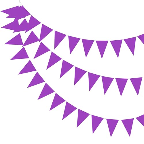 PATIKIL 49ft Banderines De Fieltro, Cadena De Banderines Triangulares Para Decoraciones De Carnaval Boda Cumpleaños, Morado