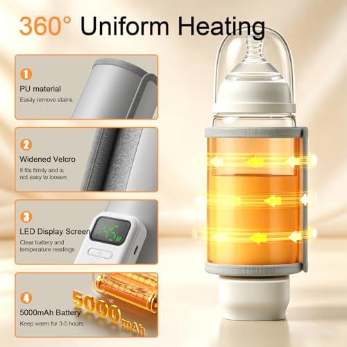 Chauffe-biberon portable écran LED contre le lait surchauffé dehors