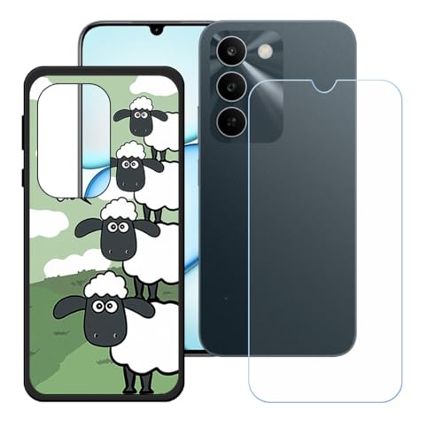 LCEHTOGYE �K�p Realme C83 5G +�����K���X�X�N���[���v���e�N�^�[�p�P�[�X�A�K�p Realme C83 5G (6,8")�ƌ݊����̂���u���b�N�\�t�gTPU�V���R���Q���P�[�X�ی�J�o�[ WZ23