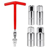 Pybyhiy 5 Piezas Juego de Llave Bujias, 14 mm, 16 mm, 18 mm, 21 mm Llave para Bujías Universal con Mango en T, Llaves de Vaso para Bujías, para Coche, Motocicleta, Cortacésped y Motores Pequeños