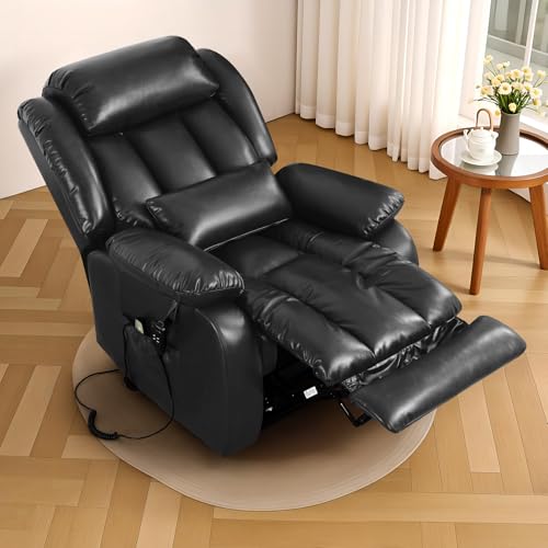 Image of Infinite Position Lay Flat Power Lift Recliner Chair for Elderly, Black