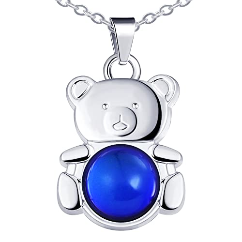 Yumilok - Yumilok Collier Ourson Mignon pour Femme Fille, Collier Sautoirs en Acier Inoxydable et Alliage, La Couleur du Pendentif Change avec la température, Bijoux Fantaisie