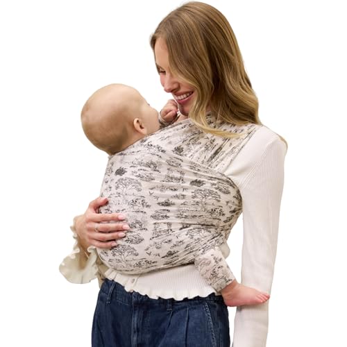 Image of Solly Baby Wrap, Buttery-Soft Baby Carrier Newborn to Toddler 8-25 Lbs., Lightweight & Hands-Free Infant Wrap, Breathable Carrier, Baby Wearing & Postpartum Essential, New Mom Gift, Charcoal Toile