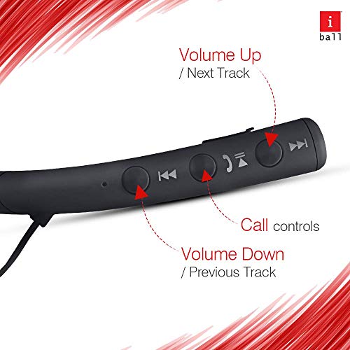 Image of iBall EarWear Base BT 5.0 Neckband Earphone with Mic and 12 Hours Battery Life (Black)