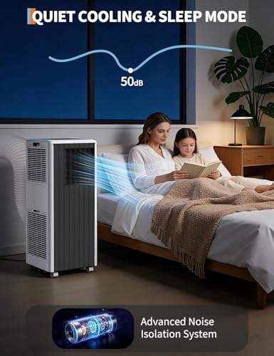 Image of Portable Air Conditioners, 8000 BTU 3-in-1 AC Unit with Dehumidifier & Fan, Cools Up to 350 Sq.Ft, 24H Timer & Remote, Auto Evaporation,No Drain,Quiet, Energy,Mobile Floor Unit Floor Standing for Bedr