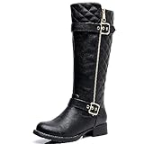 Picture of GLOBALWIN Women's Quilted Knee High Boots Low Heel Comfortable Fashion Dressy Riding Boots For Women, 19yy03black, 8.5